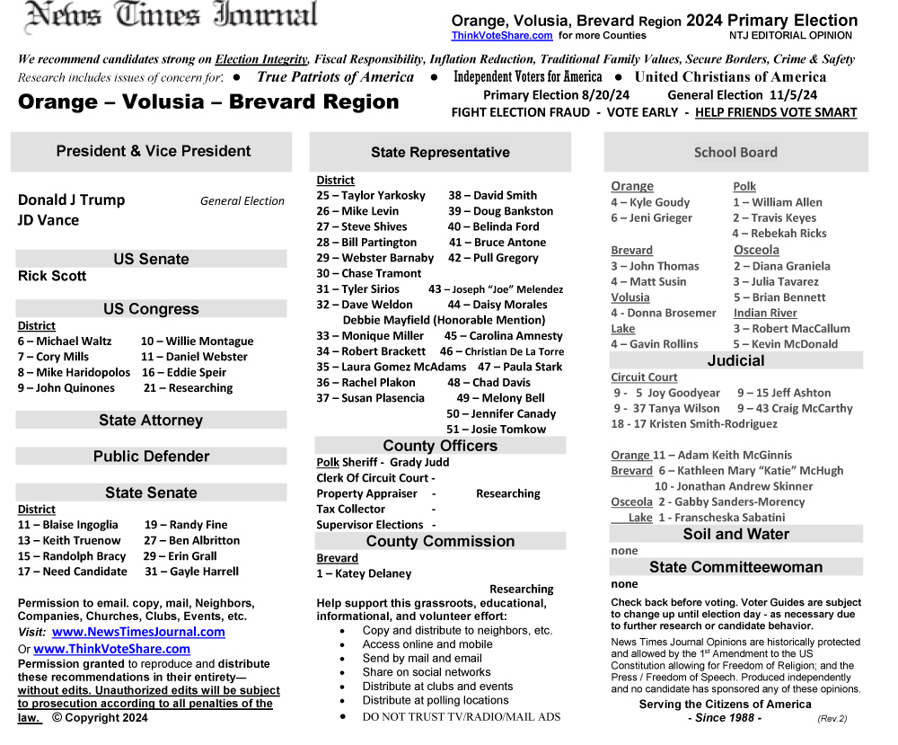 FL Orange – Volusia – Brevard – Osceola Region 2024 Election