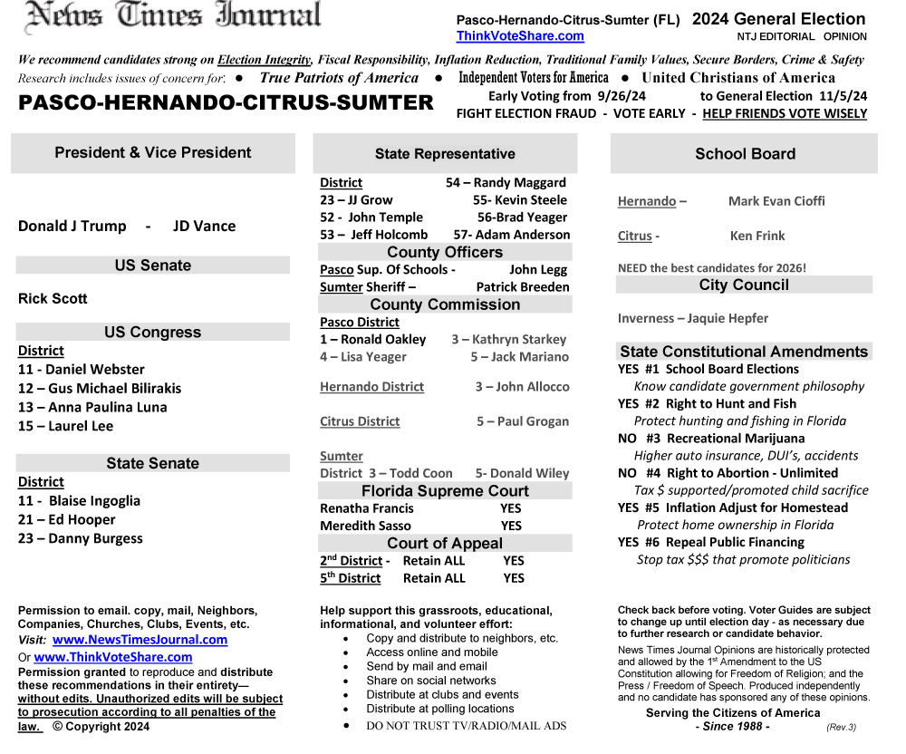 FL Pasco – Hernando – Citrus – Sumter Region 2024 Election