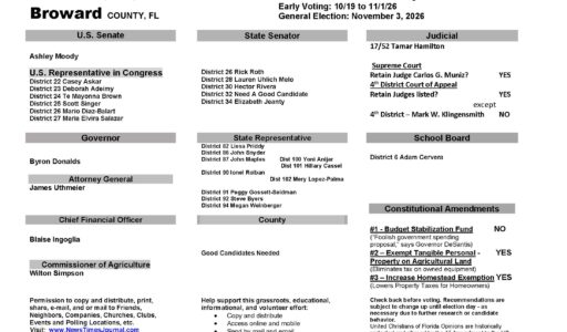 Broward County Florida General Election Voter Recommendation Guide 2026