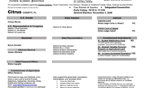 Citrus County Florida General Election Voter Recommendation Guide 2026