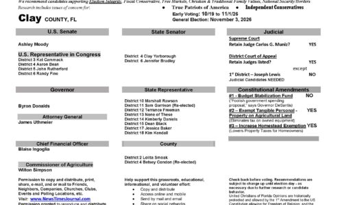 Clay County Florida General Election Voter Recommendation Guide 2026