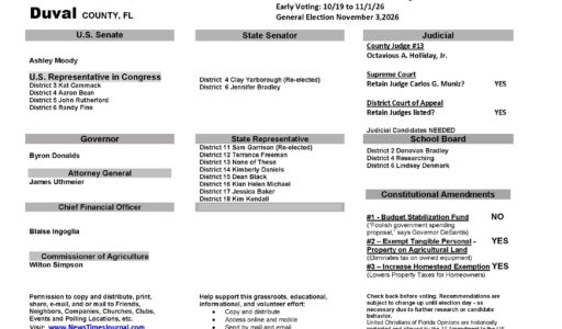 Duval County Florida General Election Voter Recommendation Guide 2026