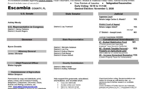 Escambia County Florida General Election Voter Recommendation Guide 2026