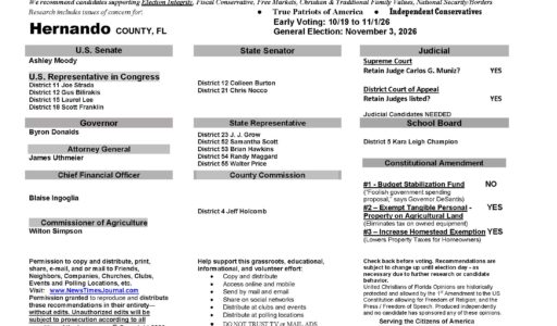 Hernando County Florida General Election Voter Recommendation Guide 2026