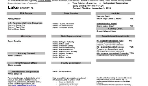 Lake County Florida General Election Voter Recommendation Guide 2026
