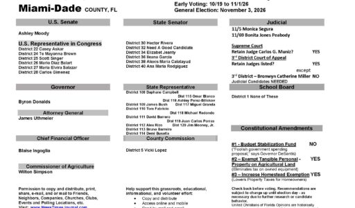 Miami-Dade County Florida General Election Voter Recommendation Guide 2026