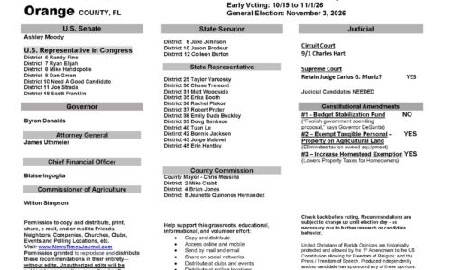Orange County Florida General Election Voter Recommendation Guide 2026