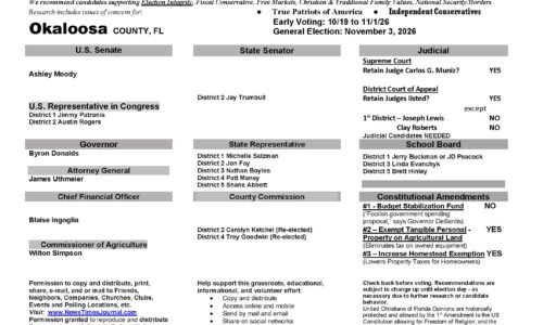 Okaloosa County Florida General Election Voter Recommendation Guide 2026