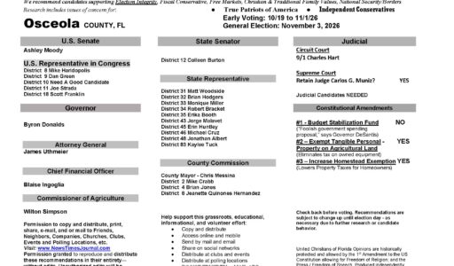 Osceola County Florida General Election Voter Recommendation Guide 2026