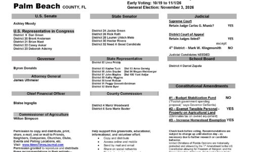 Palm Beach County Florida General Election Voter Recommendation Guide 2026