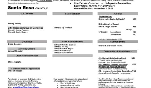 Santa Rosa County Florida General Election Voting Guide 2026