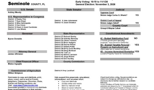 Seminole County Florida General Election Voting Guide 2026