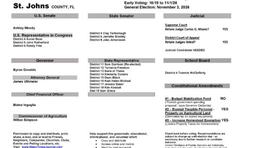 St Johns County Florida General Election Voting Guide 2026