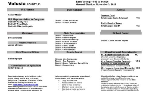 Volusia County Florida General Election Voting Guide 2026