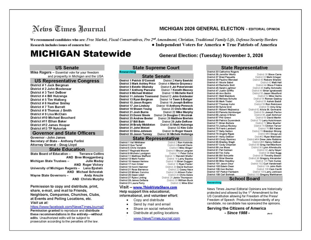 Michigan General Election Voting Guide 2026