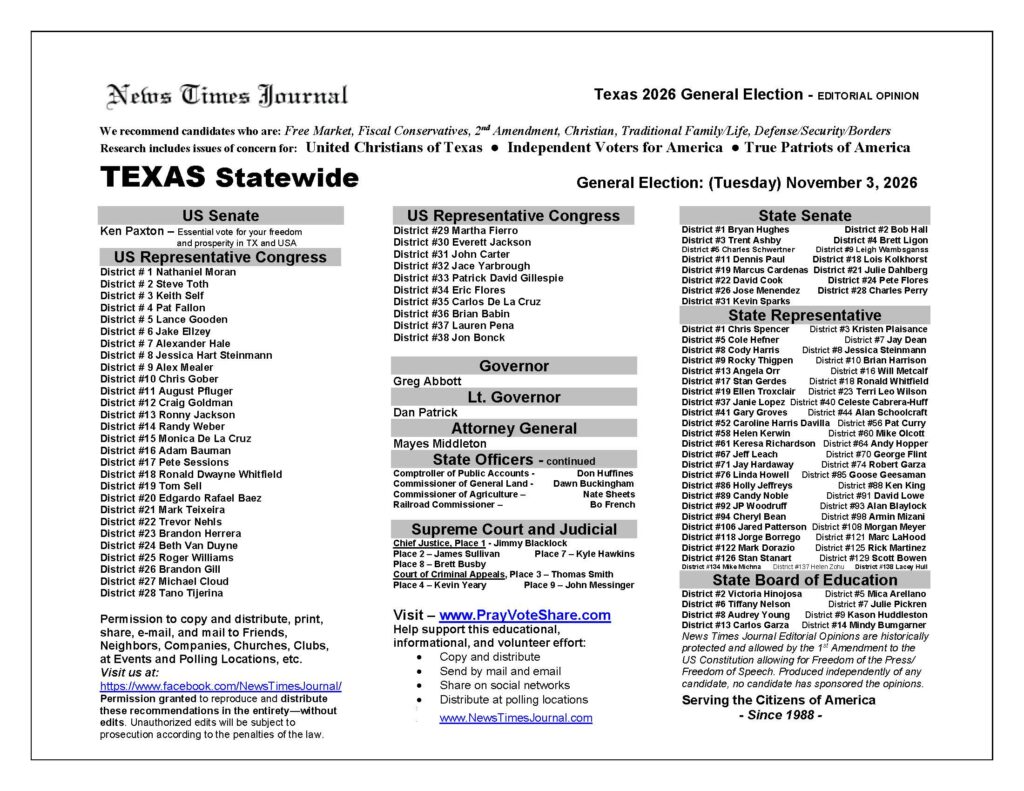 Texas General Election Voting Guide 2026